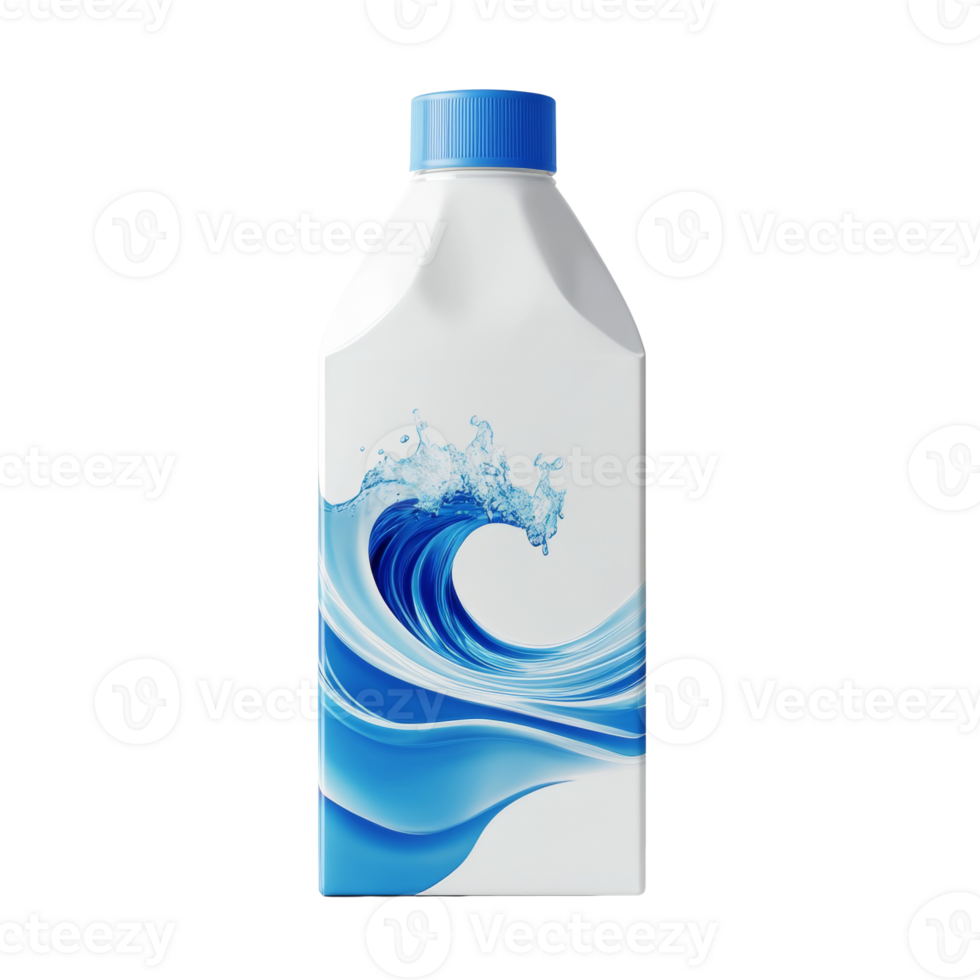 White Plastic Bottle Features Blue Wave Design png