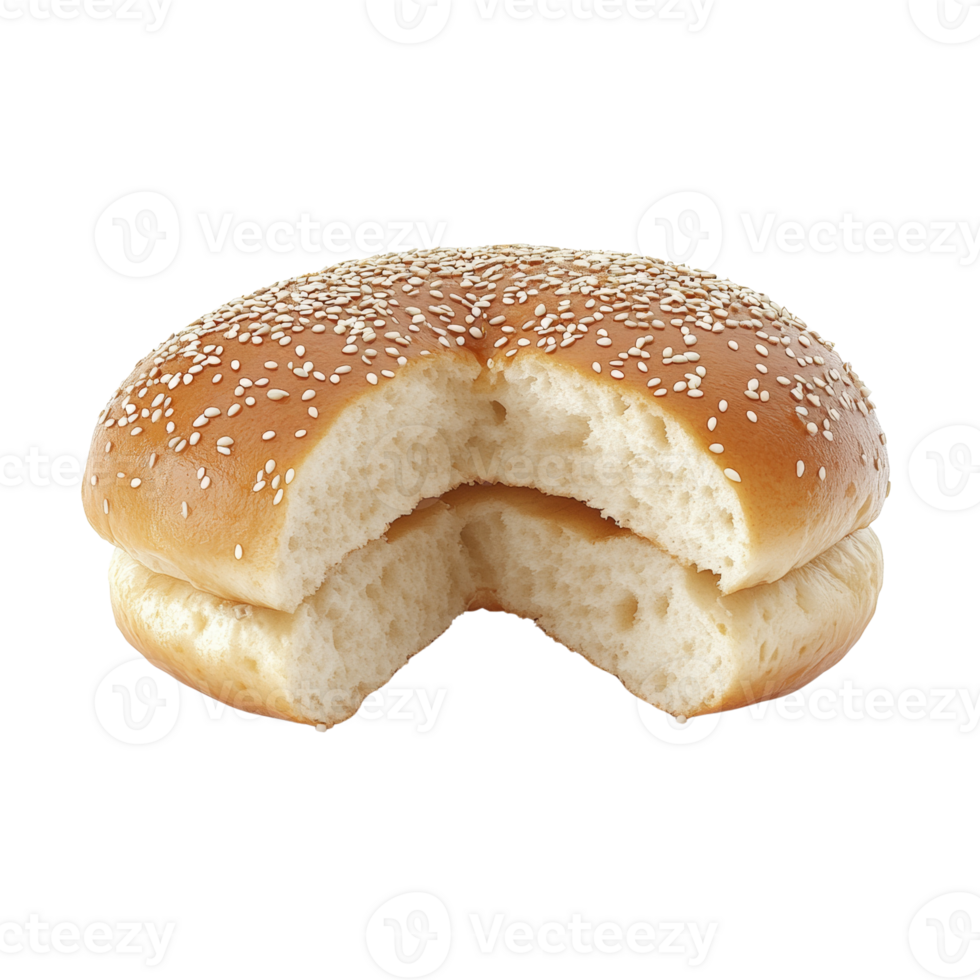 Sesame Seed Bun Cut Open Showing Soft Inside png