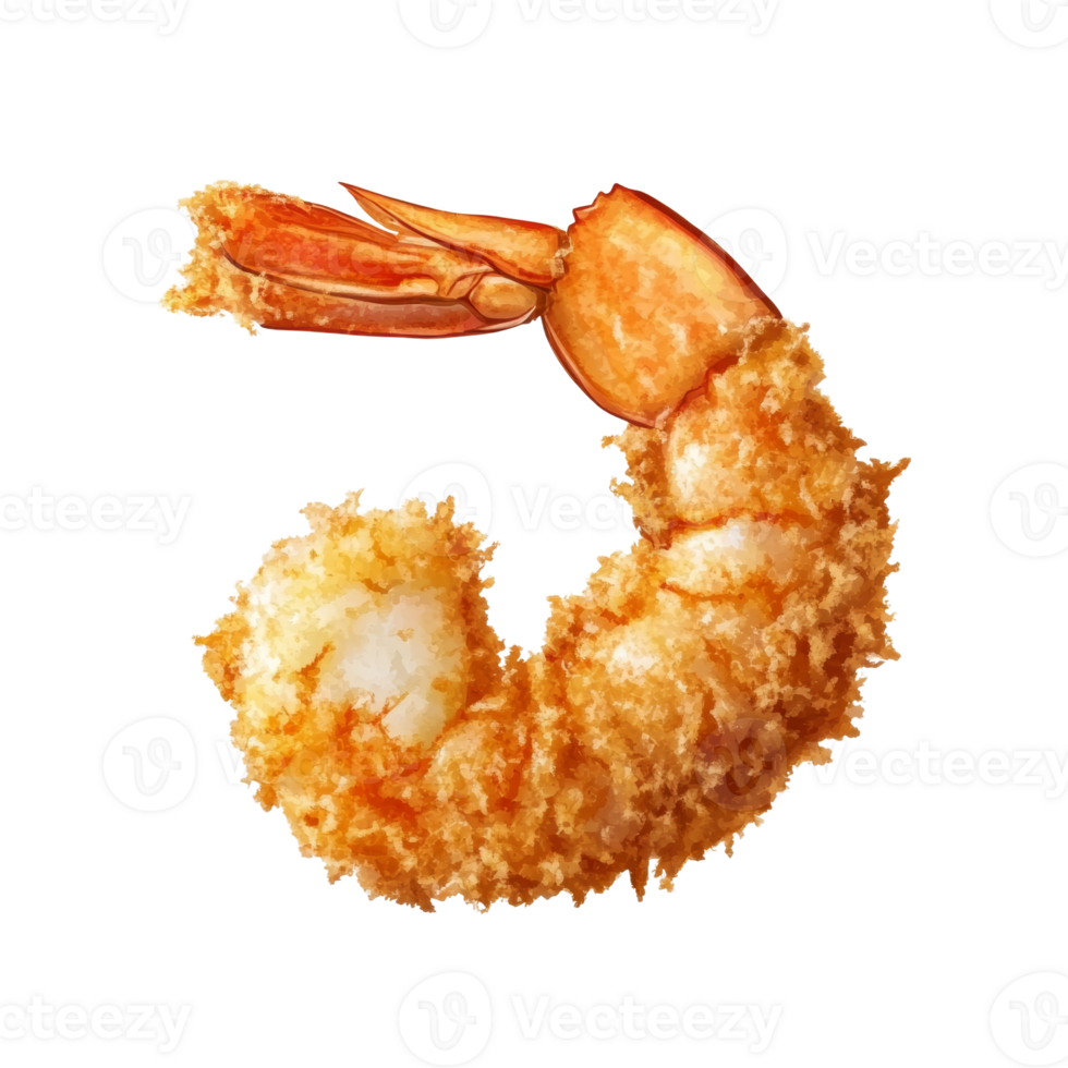 A Single Fried Shrimp Isolated On Black Background png