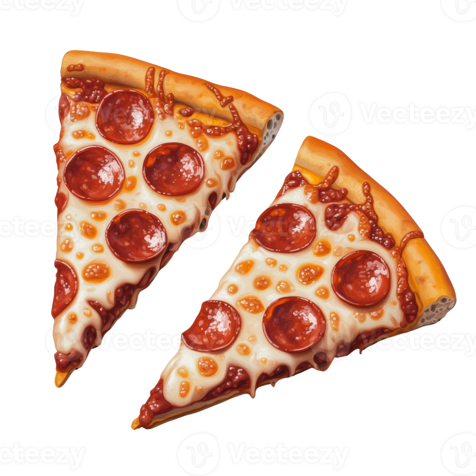 Two Delicious Pepperoni Pizza Slices Isolated transparent png