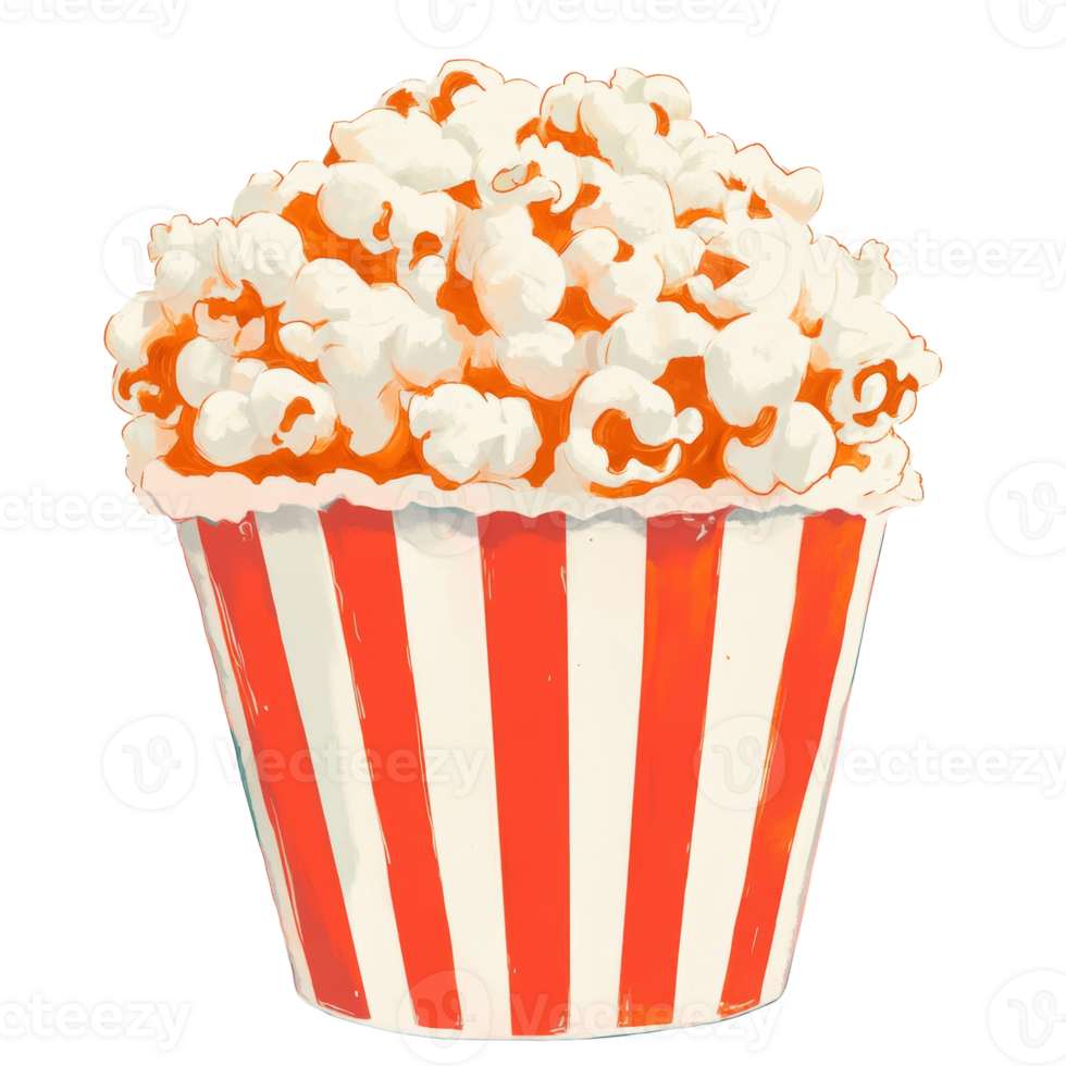 A Red And White Striped Bucket Of Popcorn png