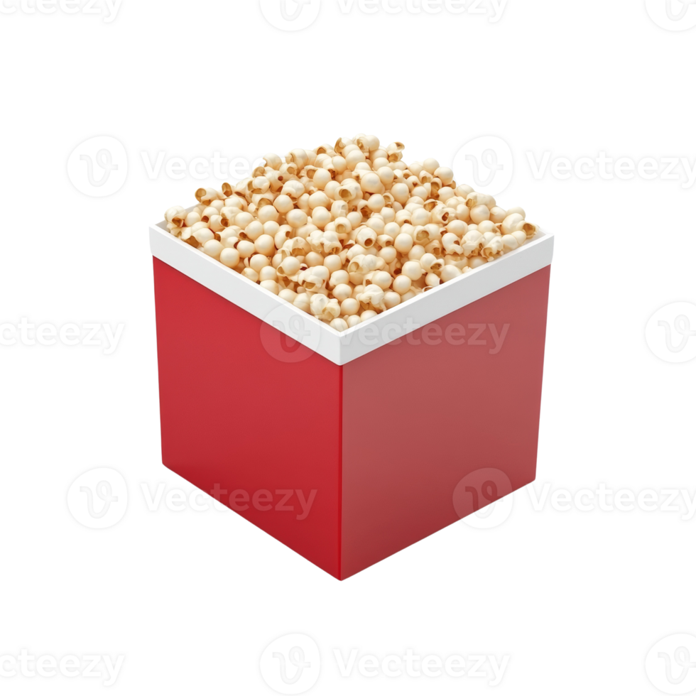 A Red Box Filled With Buttery Popcorn png
