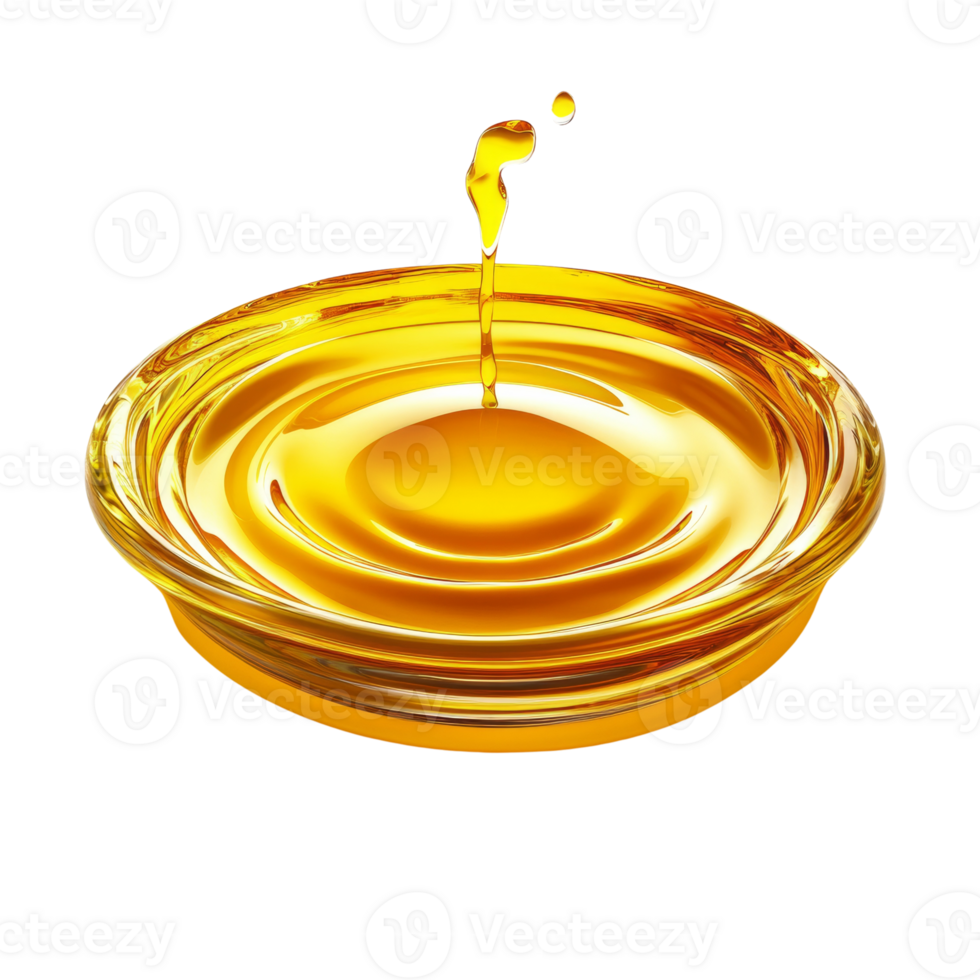 Golden Oil Droplet Falling Into Bowl Creating Ripples png