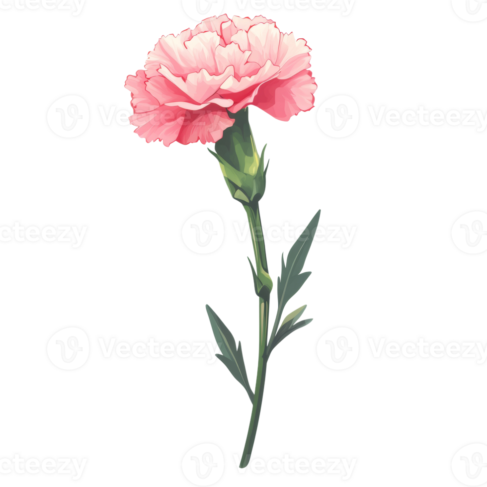 A Single Pink Carnation Flower on a Stem png