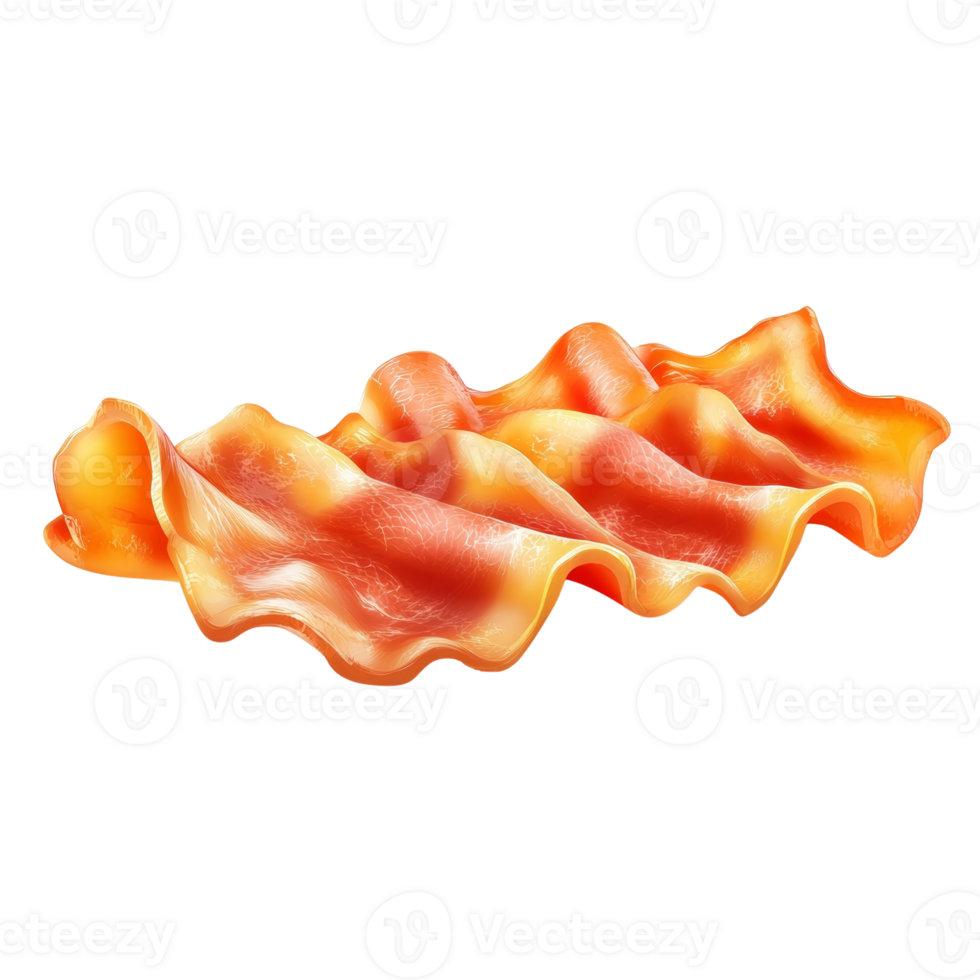 Crispy Cooked Bacon Strip Isolated on Black Background png