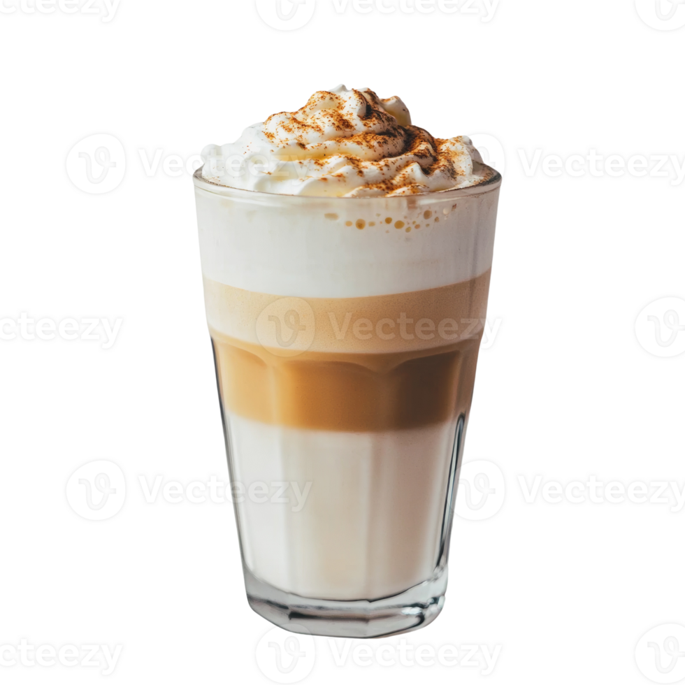 Layered Coffee Drink Topped With Whipped Cream And Spice png