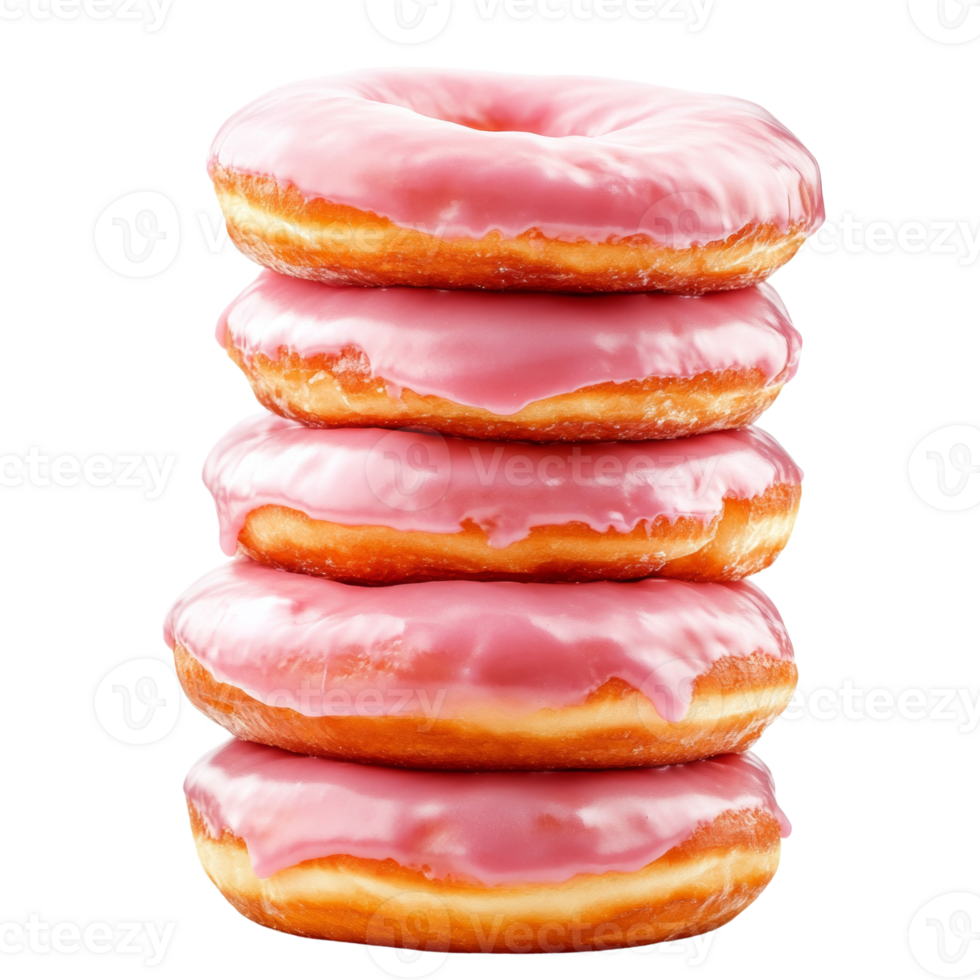 Stack of Pink Glazed Donuts Sweet Treat Delight png