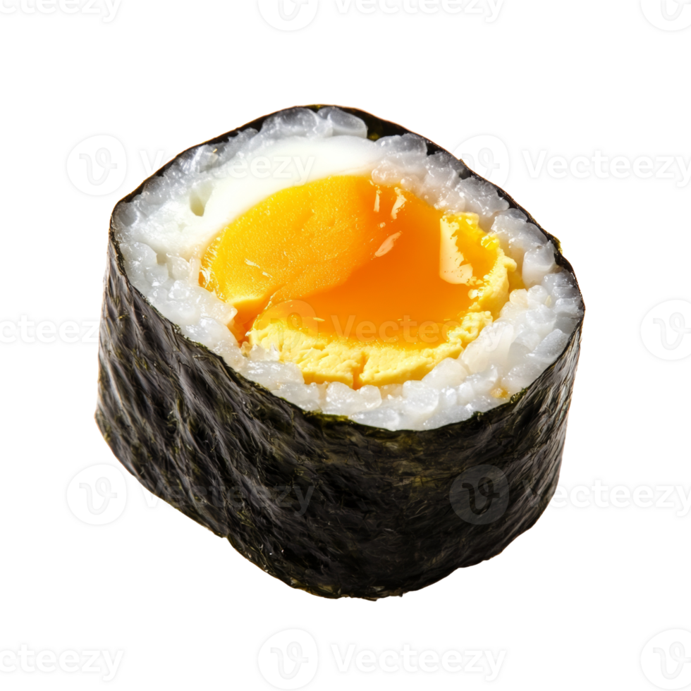 Single Sushi Roll with Egg Yolk Filling png