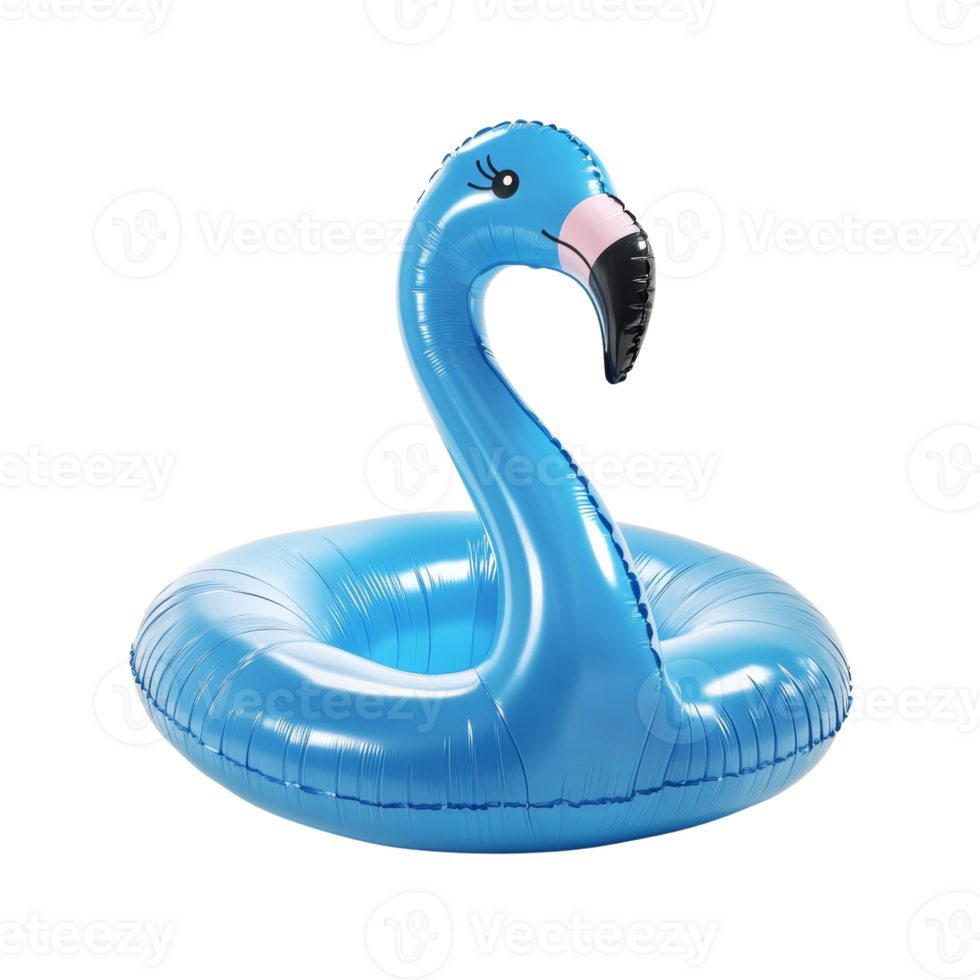 Blue Inflatable Flamingo Pool Float Summer Fun. isolated png