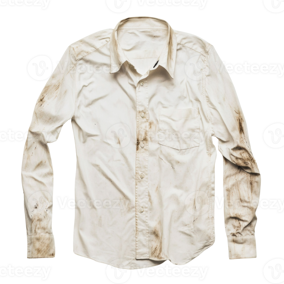 A dirty white long sleeve shirt is shown png