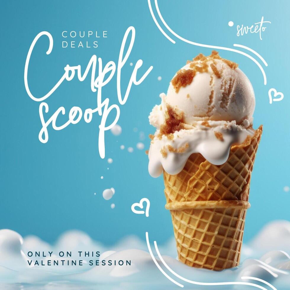 Ice Cream Couple Deals Sale Instragram Post Template