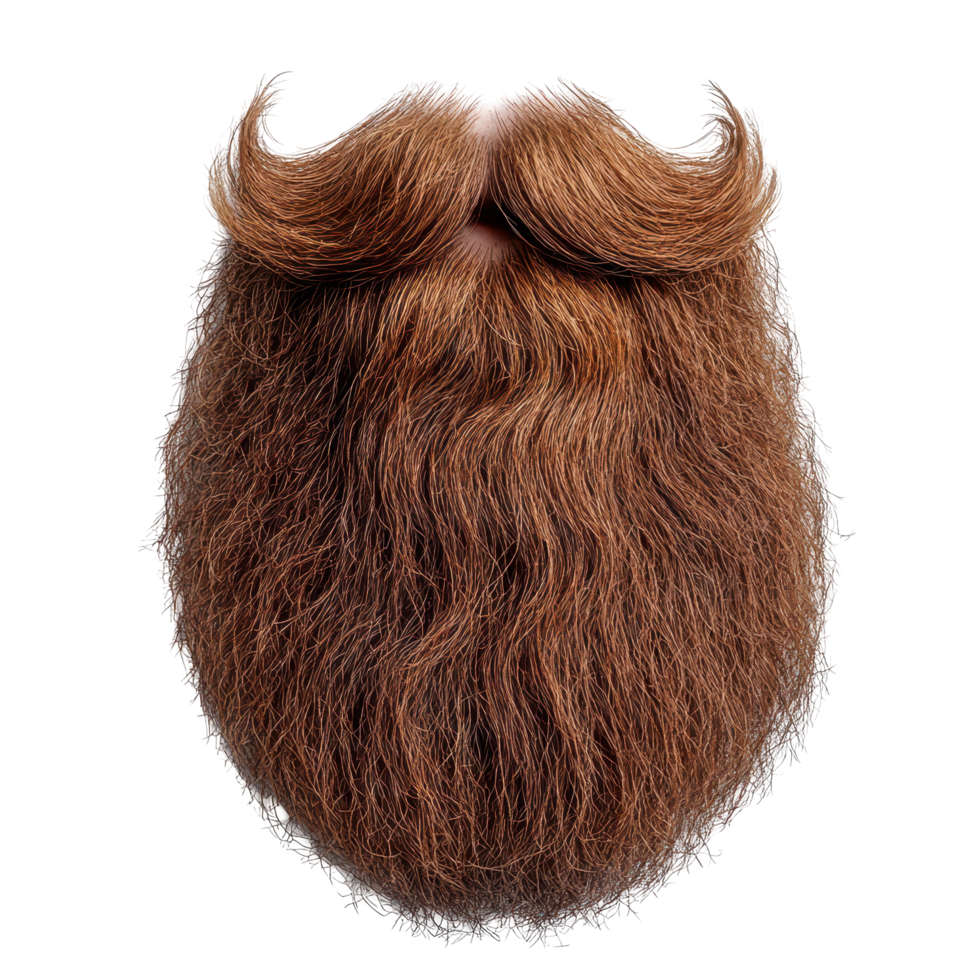 Unique brown textured beard with distinct curl and fullness displayed on a neutral background isolated on transparent background png