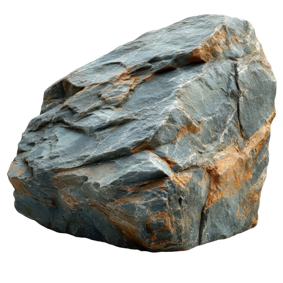 Natural stone rock with textured surface and earthy colors found in a sunny outdoor location during the day isolated on transparent background png