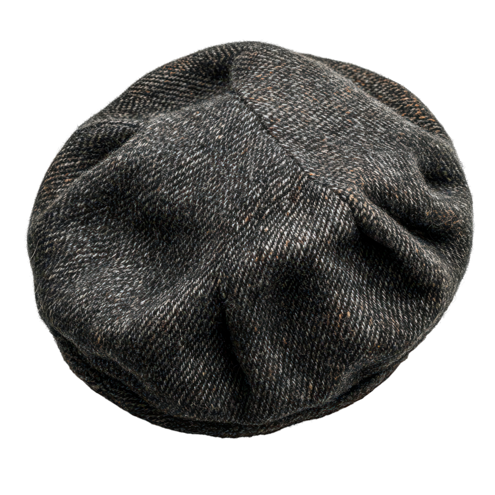 Stylish tweed cap with a textured design suitable for autumn and winter wear isolated on transparent background png