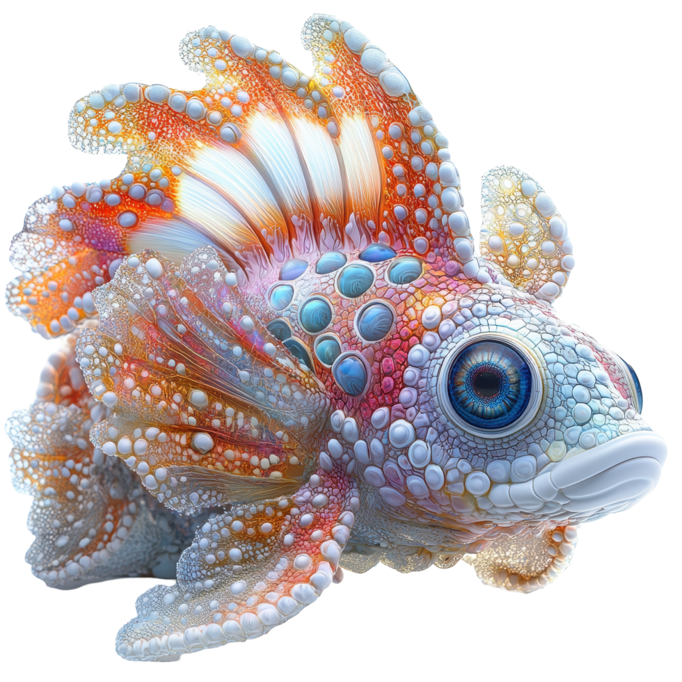 Colorful fish with intricate patterns swimming in a serene underwater environment during daylight hours isolated on transparent background png