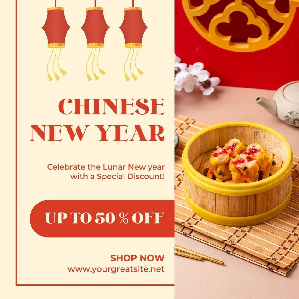Chinese New Year Sale Discount Instagram Post template