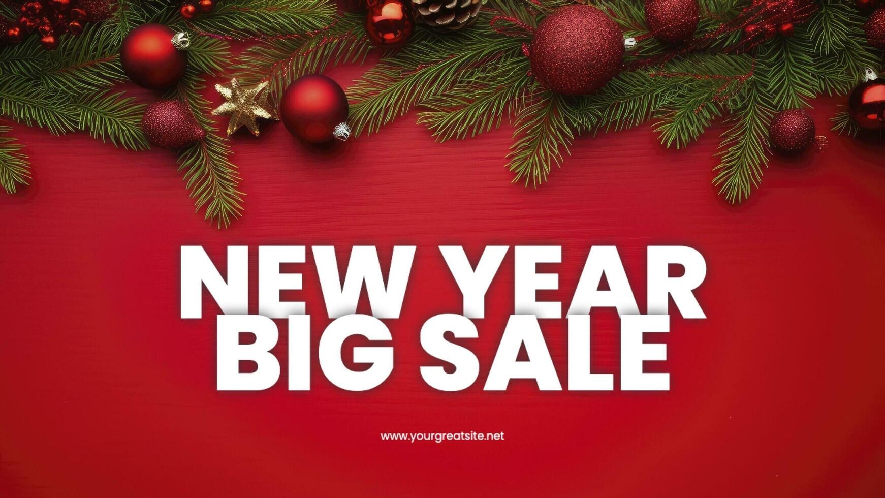 Red Minimalist New Year E-Commerce Page Facebook Cover template