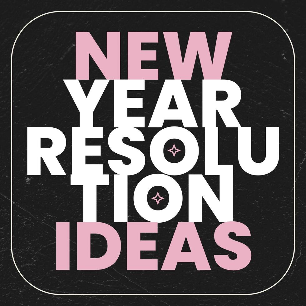 Black and Pink New Year Resolution Instragram Post Template