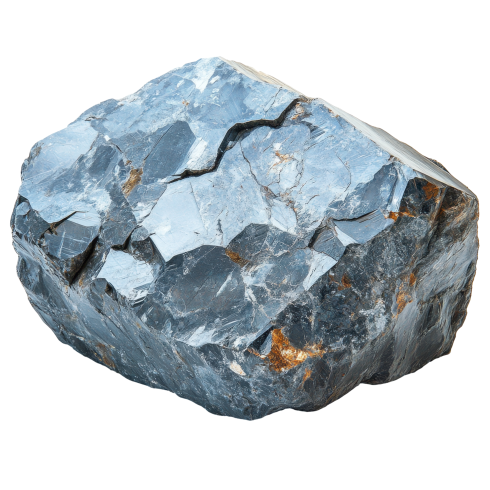 Large gray rock with rough texture showcasing natural mineral formations in a well-lit setting isolated on transparent background png