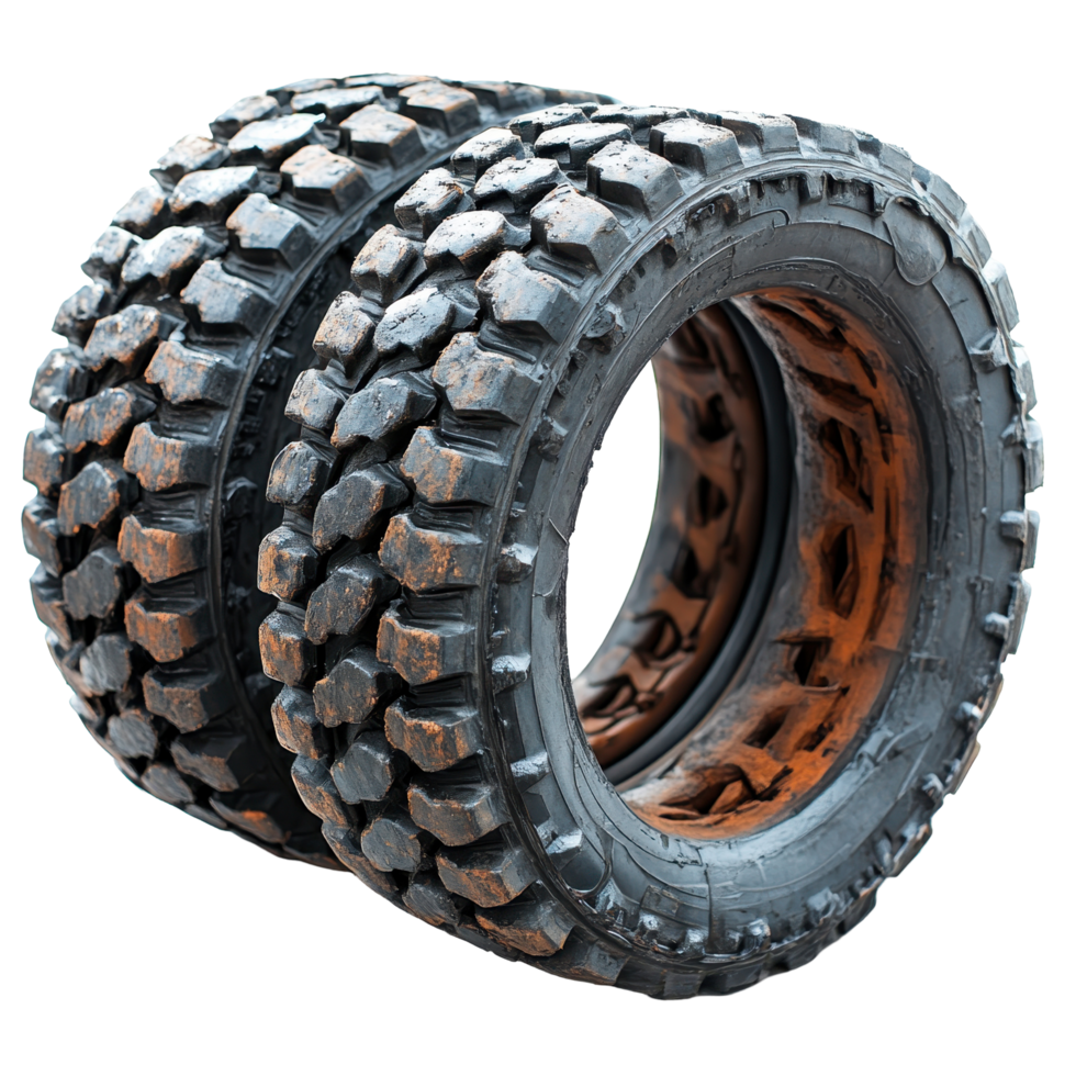 Heavy-duty off-road tires showcased in a close-up view for rugged terrain use isolated on transparent background png