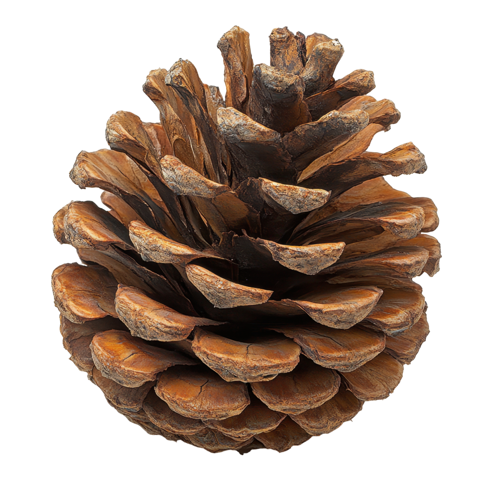 Large pine cone resting on a light background, showcasing its natural texture and intricate details isolated on transparent background png
