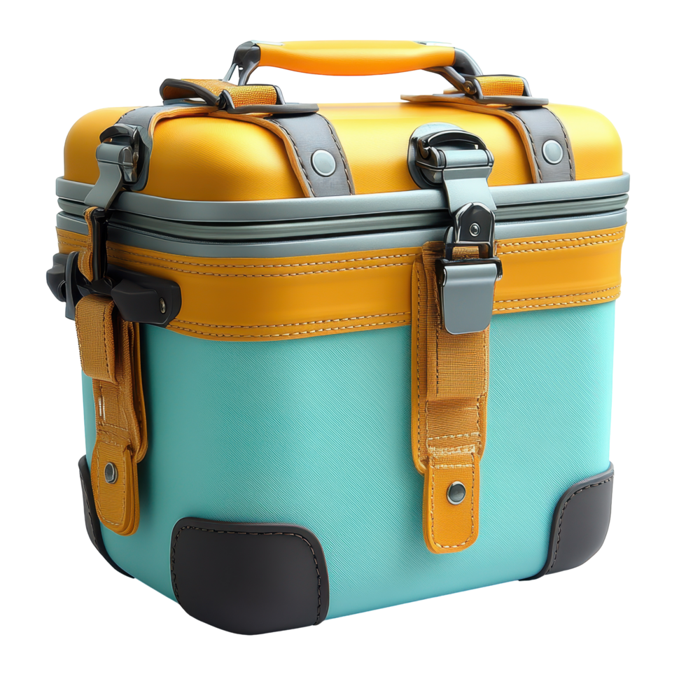 Brightly colored insulated lunch box designed for convenience and practicality in outdoor activities and daily use isolated on transparent background png