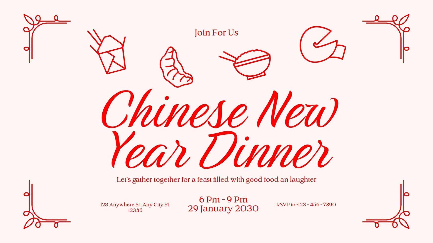 Twitter Post - Chinese New Year Party Invitation template