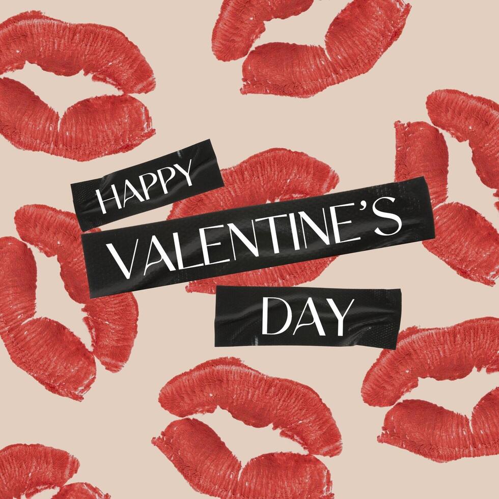 Lips Print Valentine's Day Season Greeting Instagram Post Template