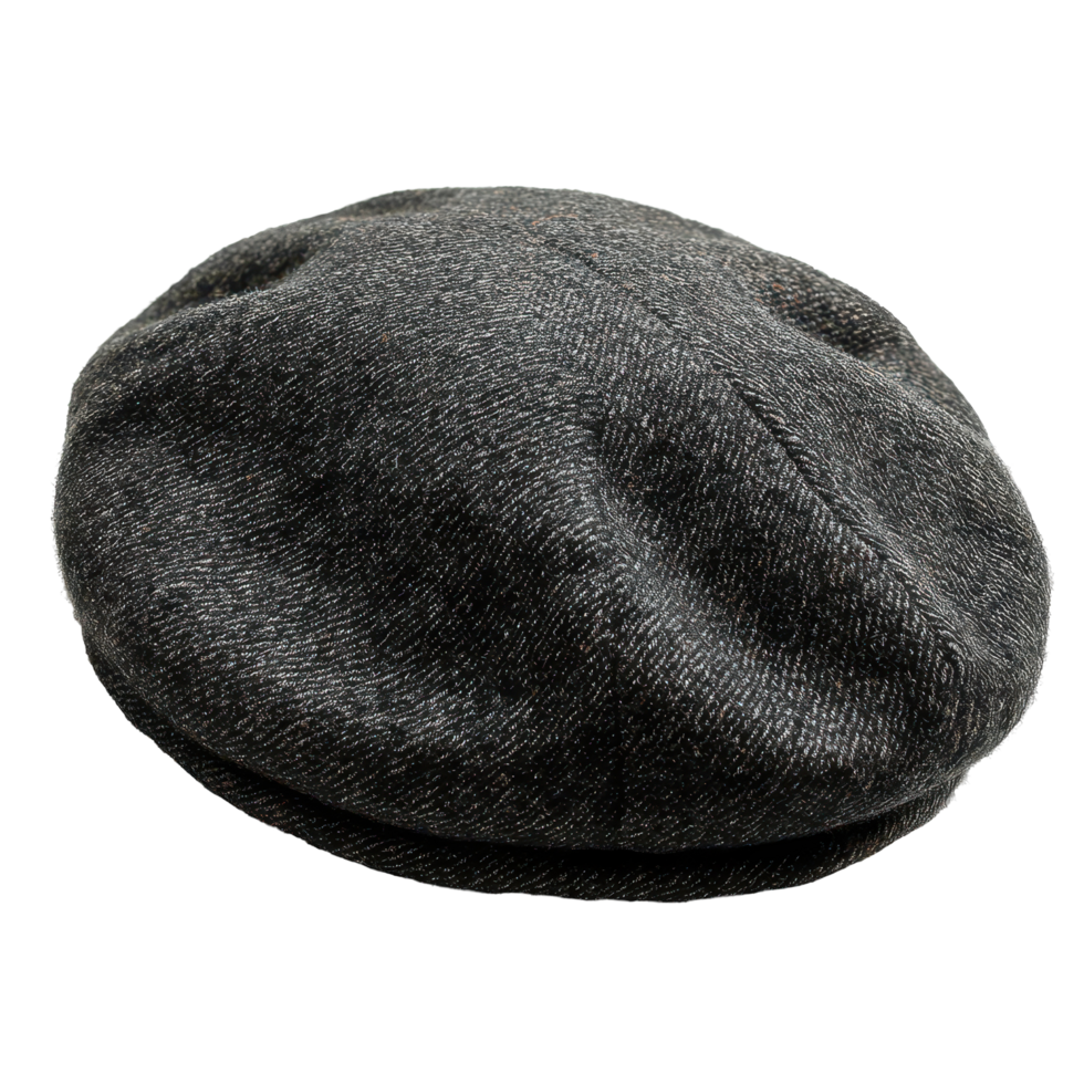 Classic grey cap resting on a flat surface showcasing its elegant texture and design in natural lighting isolated on transparent background png