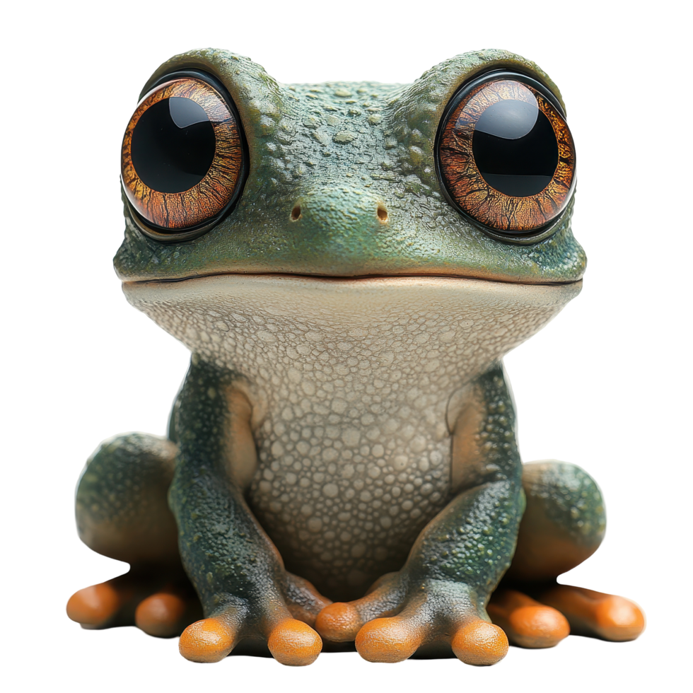 Colorful frog sitting calmly with large eyes in a natural setting during daylight hours isolated on transparent background png