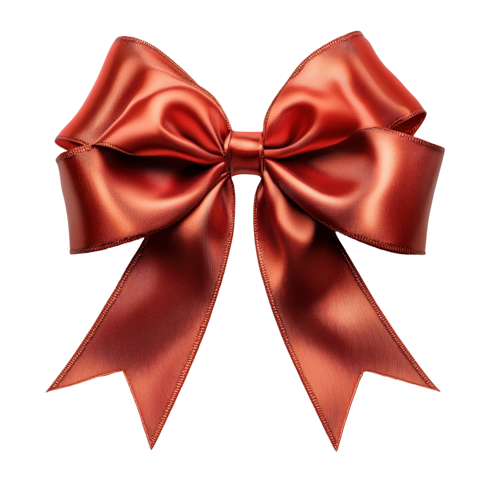 Elegant red satin ribbon bow suitable for gifts and decorations displayed on a plain background isolated on transparent background png