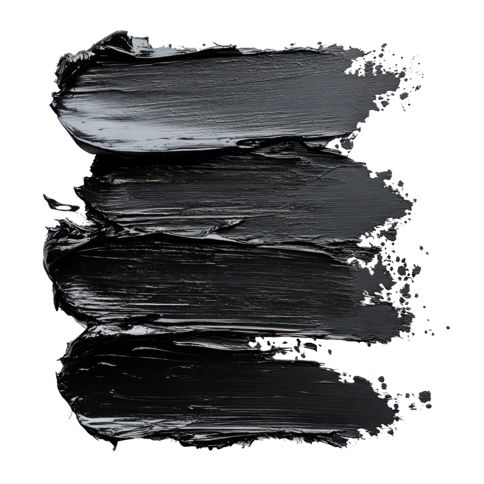 Black paint strokes on a white canvas creating a modern abstract art piece isolated on transparent background png