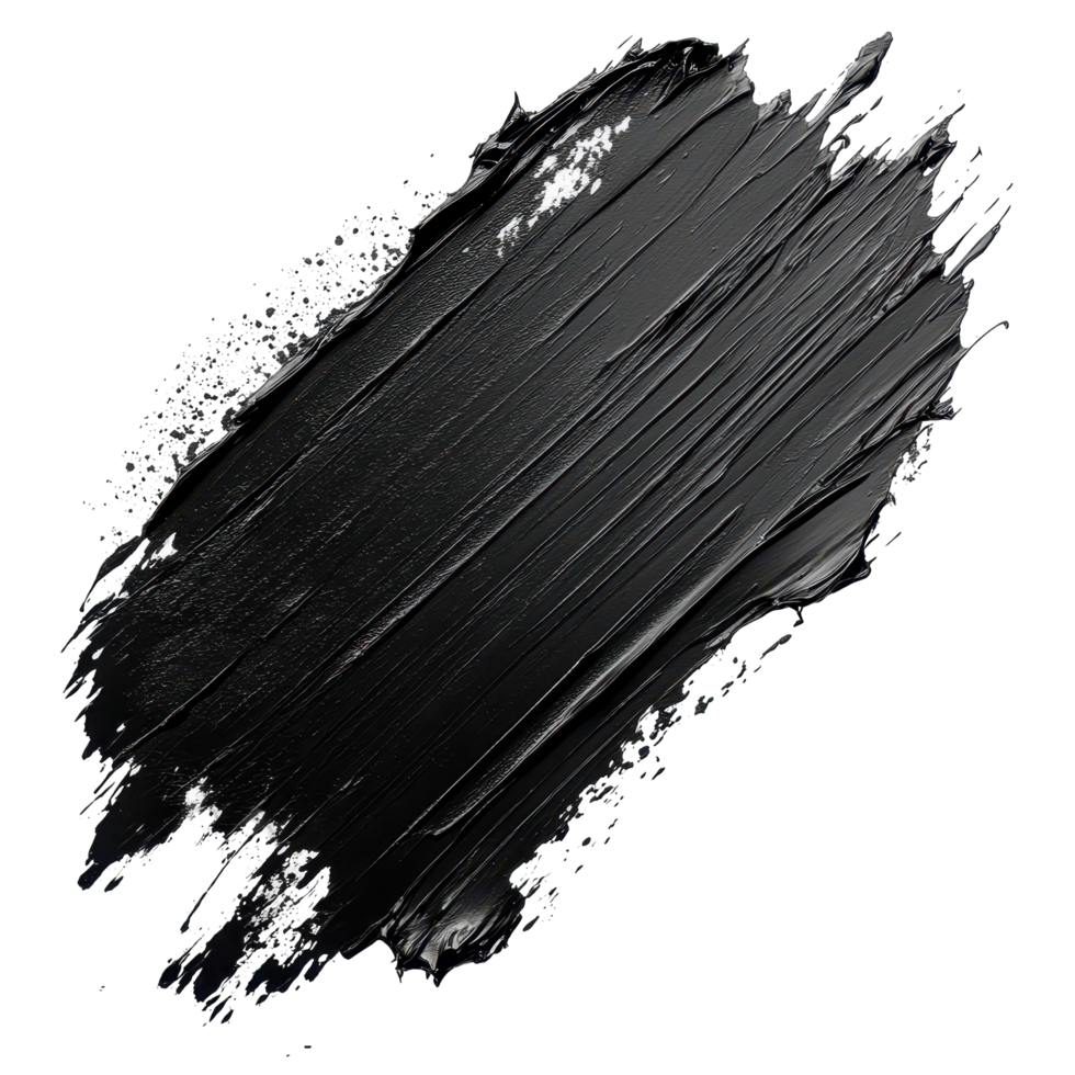 Black paint stroke creating an artistic texture on a white background for creative projects isolated on transparent background png