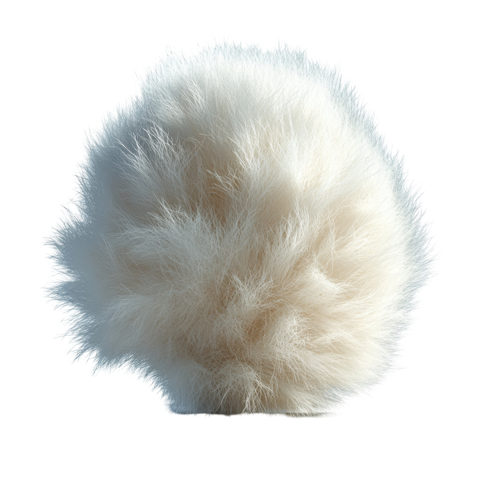 Soft white fluffy pom pom suitable for crafts and decorations in various artistic projects isolated on transparent background png