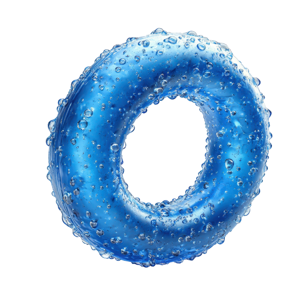 Bright blue inflatable tube floating in clear water during a sunny day at a resort pool isolated on transparent background png
