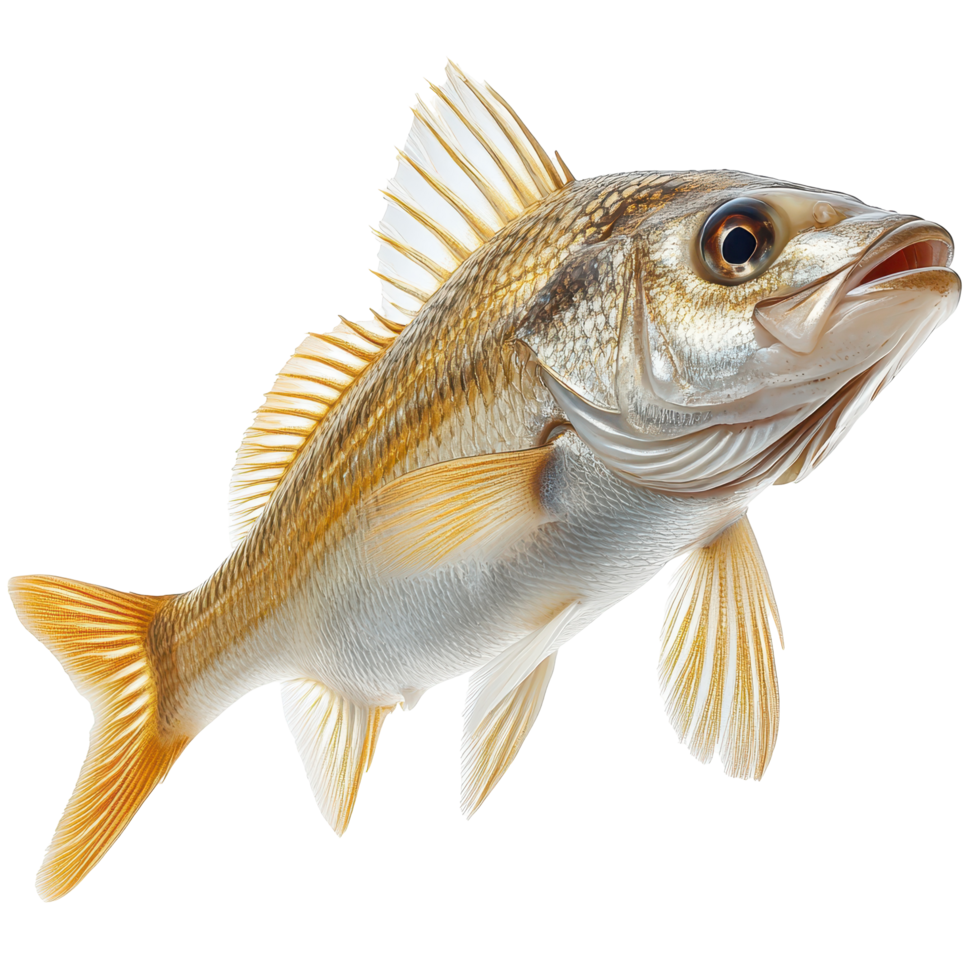 Common fish displayed in detail showcasing its vibrant colors and intricate patterns under bright lighting isolated on transparent background png