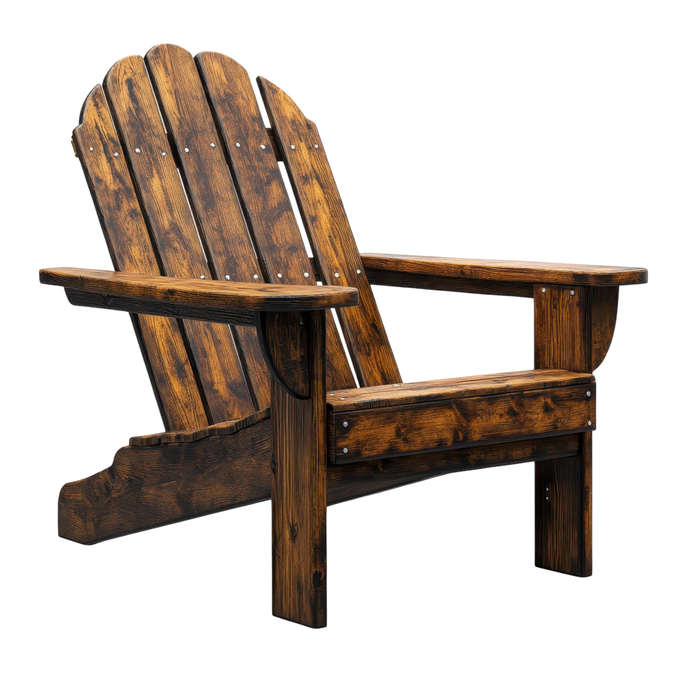Wooden adirondack chair perfect for outdoor relaxation at summer gatherings isolated on transparent background png