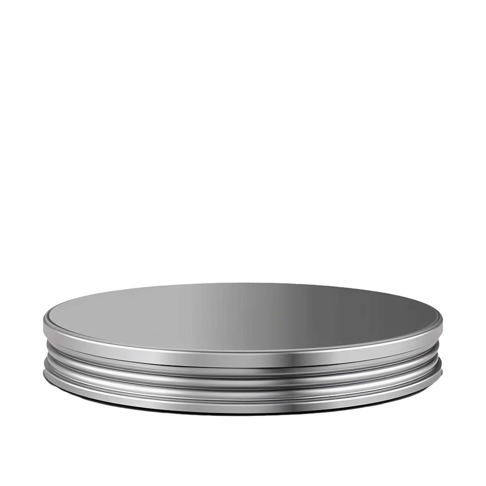 Metallic Round Container Lid Mockup Isolated on White Background Product Presentation Display png