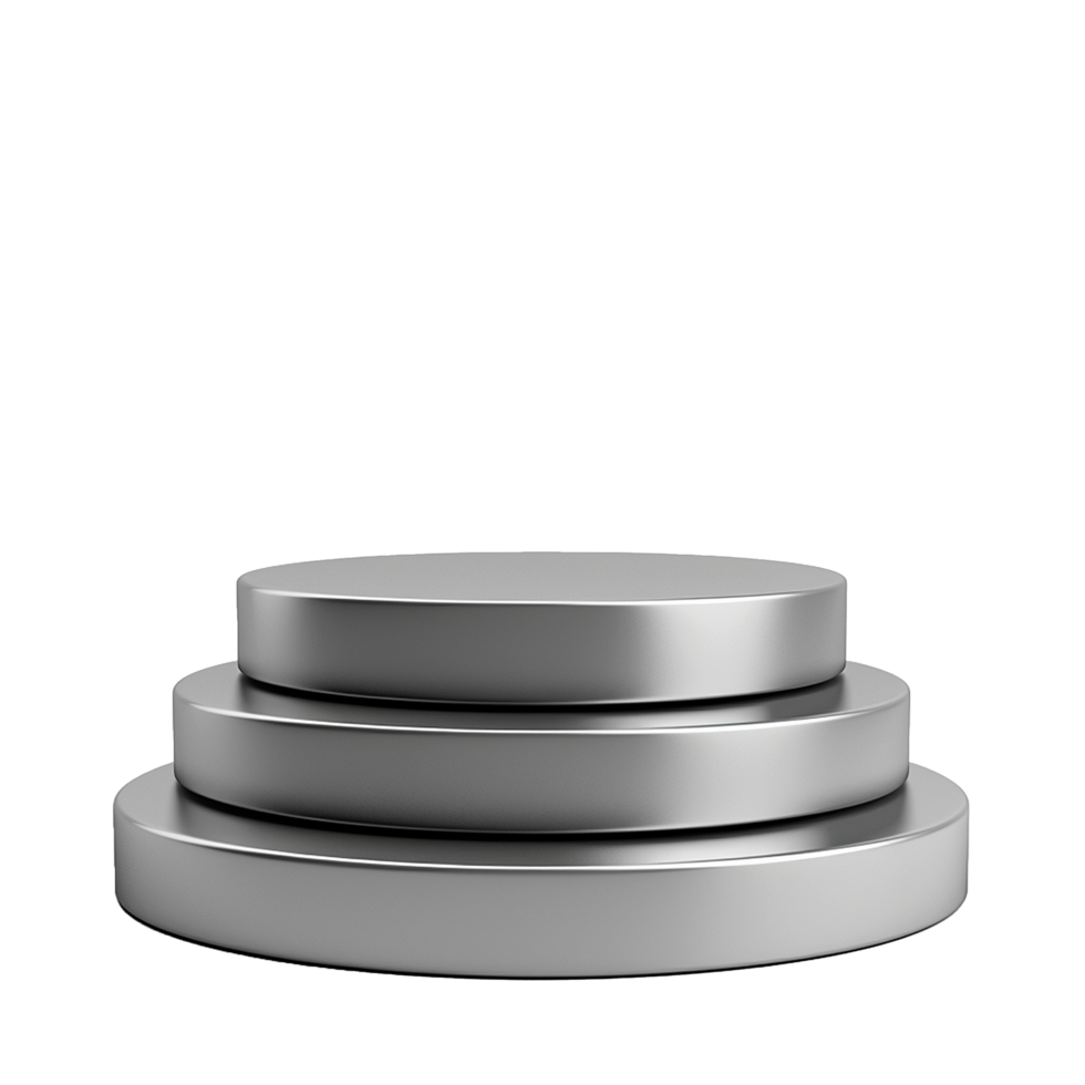 Three Tiered Silver Metal Display Stand Product Presentation Pedestal png