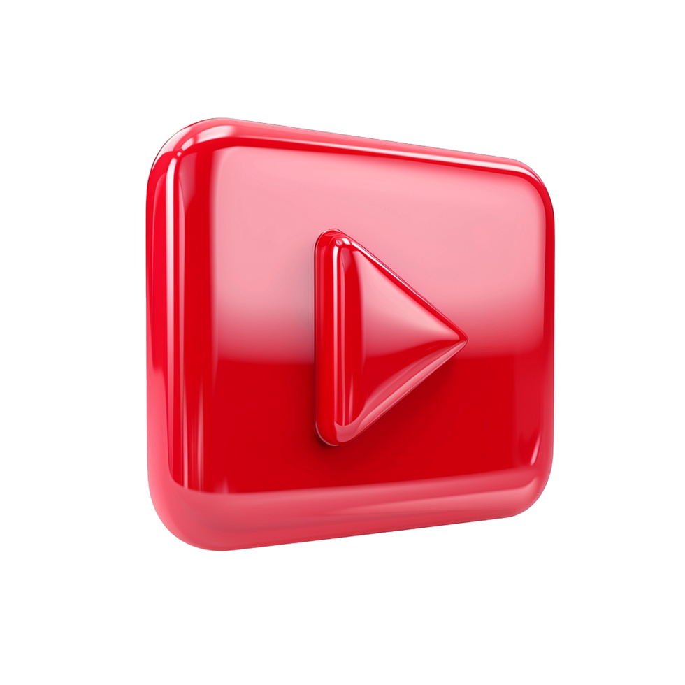 Shiny Red Play Button Icon Digital Media Player Interface Element png