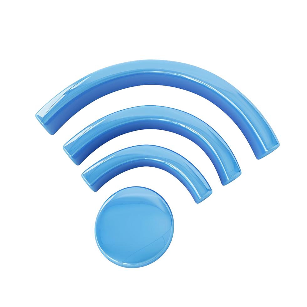 Three Dimensional Glossy Blue Wifi Symbol Illustration Digital Network Connection png