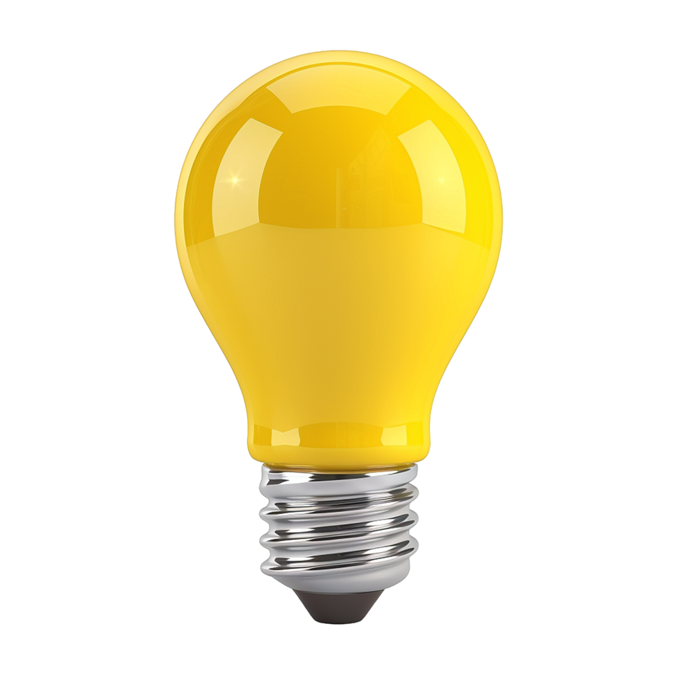 A Vibrant Yellow Light Bulb Representing Ideas Innovation and Creativity png