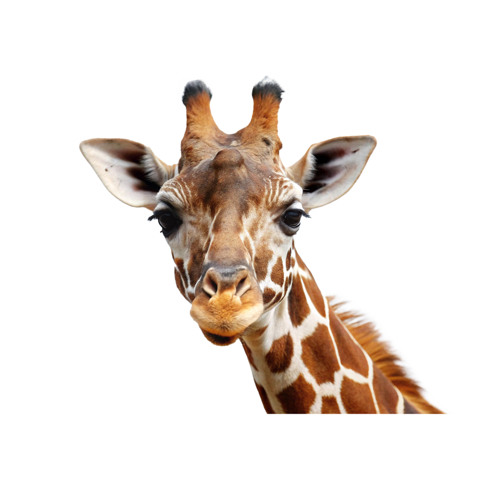 Closeup of a Giraffe Head and Neck Showing Beautiful Spots and Gentle Eyes png