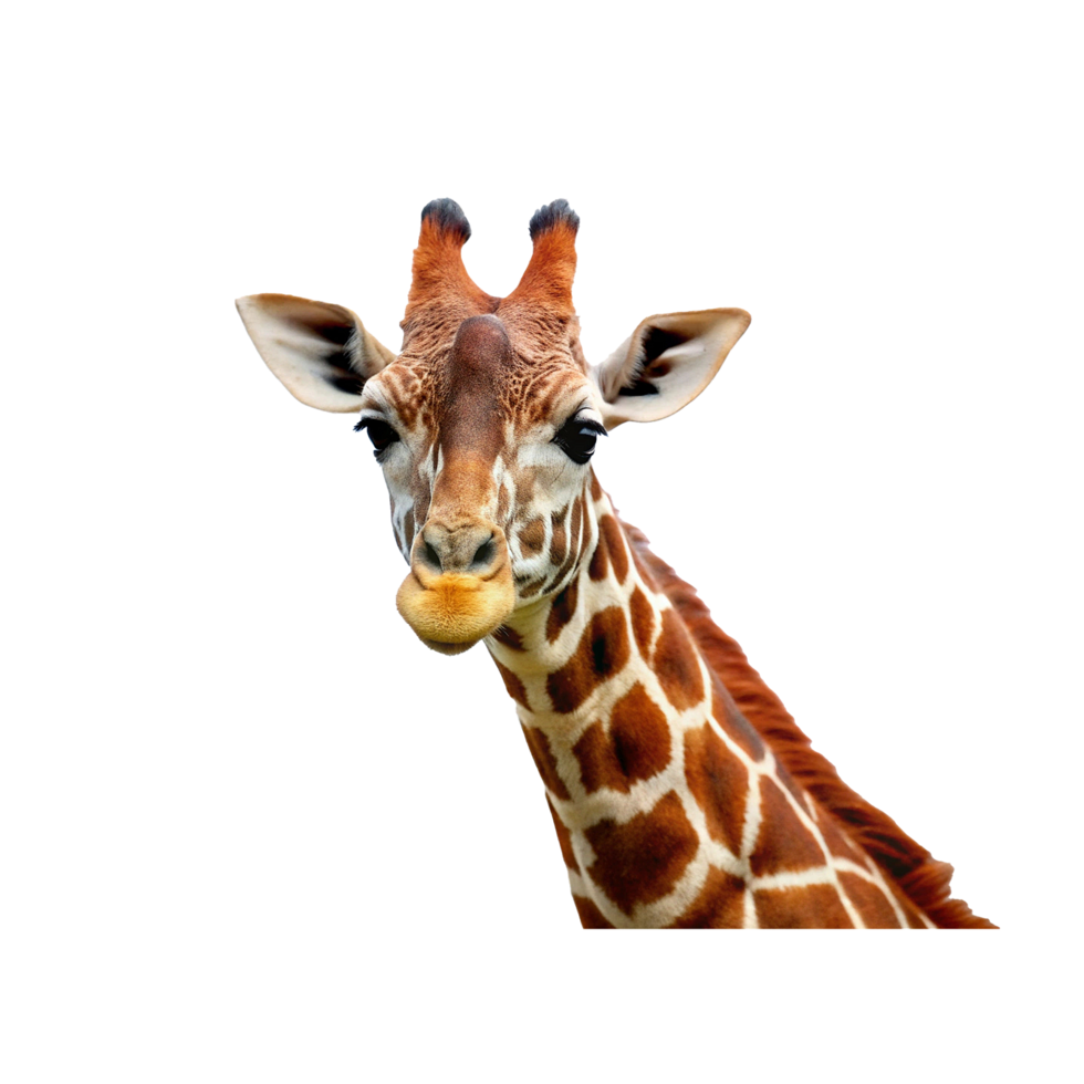 Closeup of a Young Giraffe Portrait in a Zoo Setting png