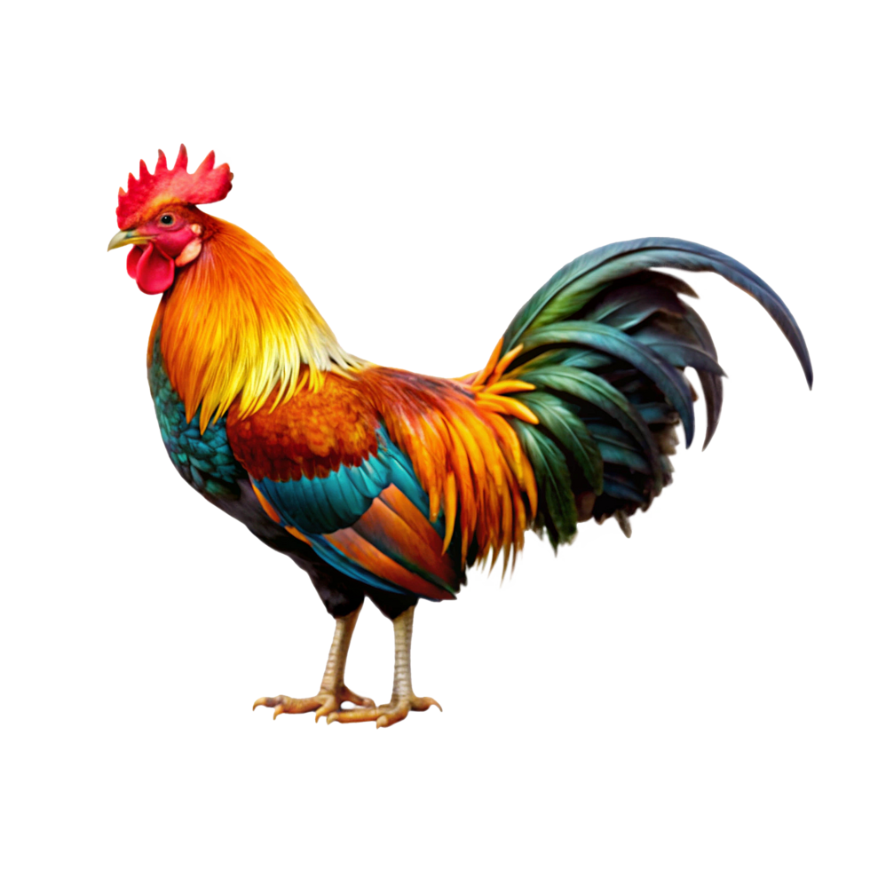 A Majestic Rooster with Vibrant and Colorful Plumage png