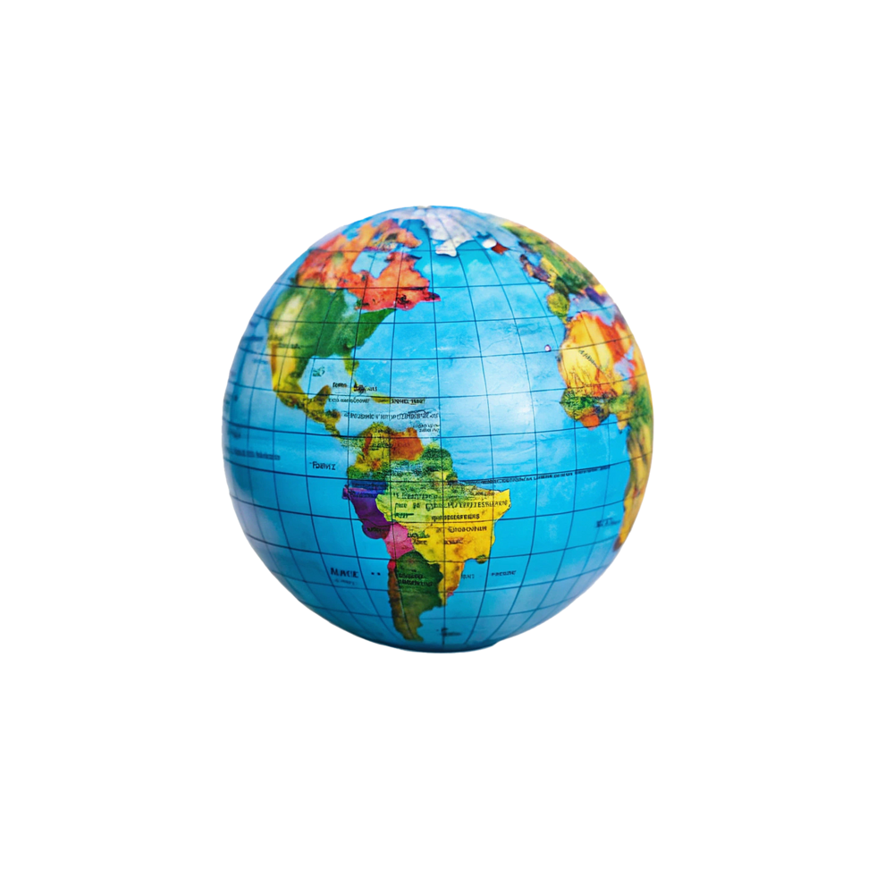 A Colorful Inflatable Globe Showing the Continents and Oceans png