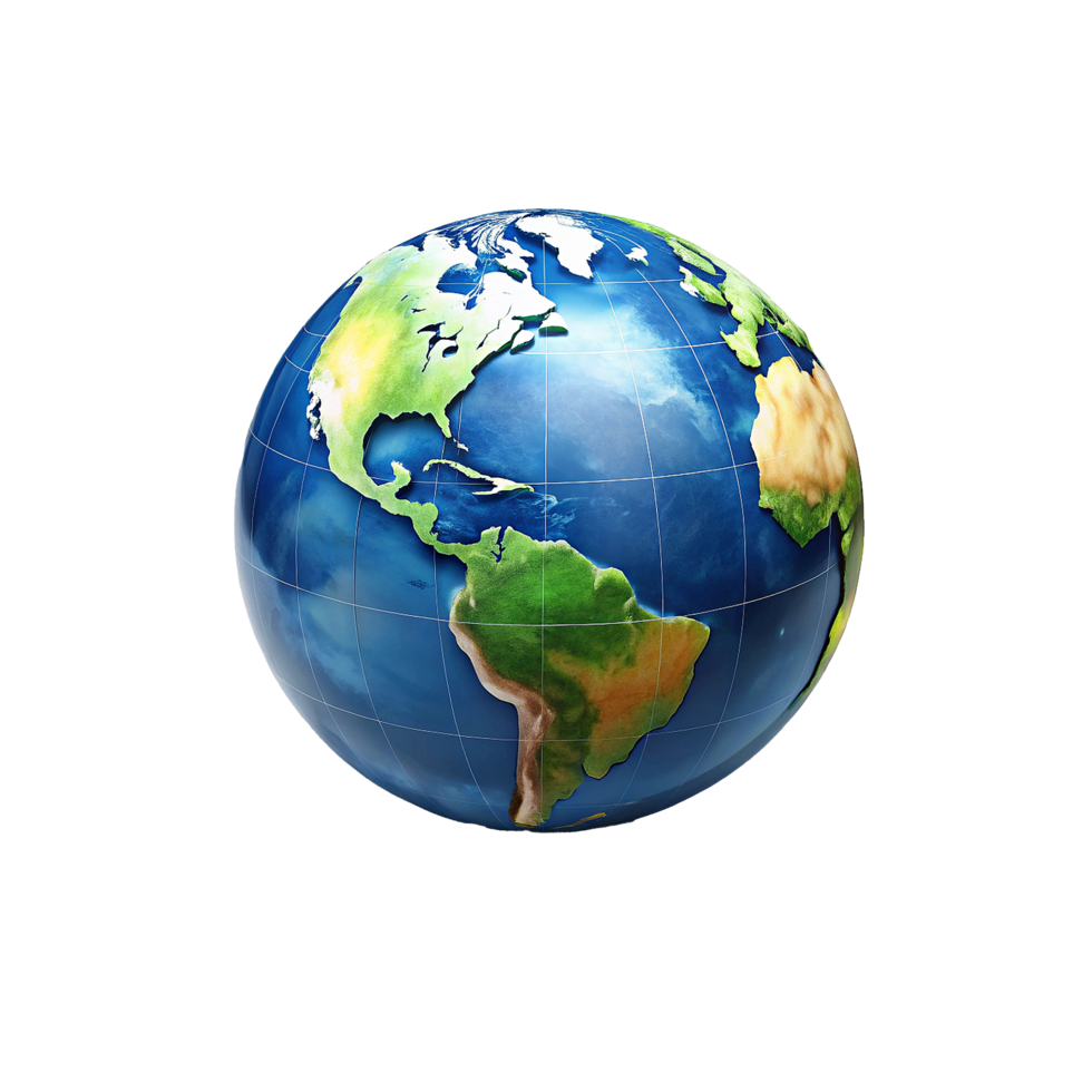 A Detailed 3D Render of Planet Earth Showing North and South America Continents png