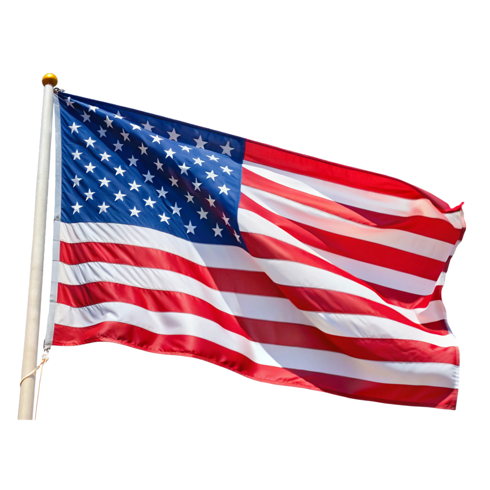 American Flag Waving in the Wind a Proud Symbol of Freedom and Patriotism png