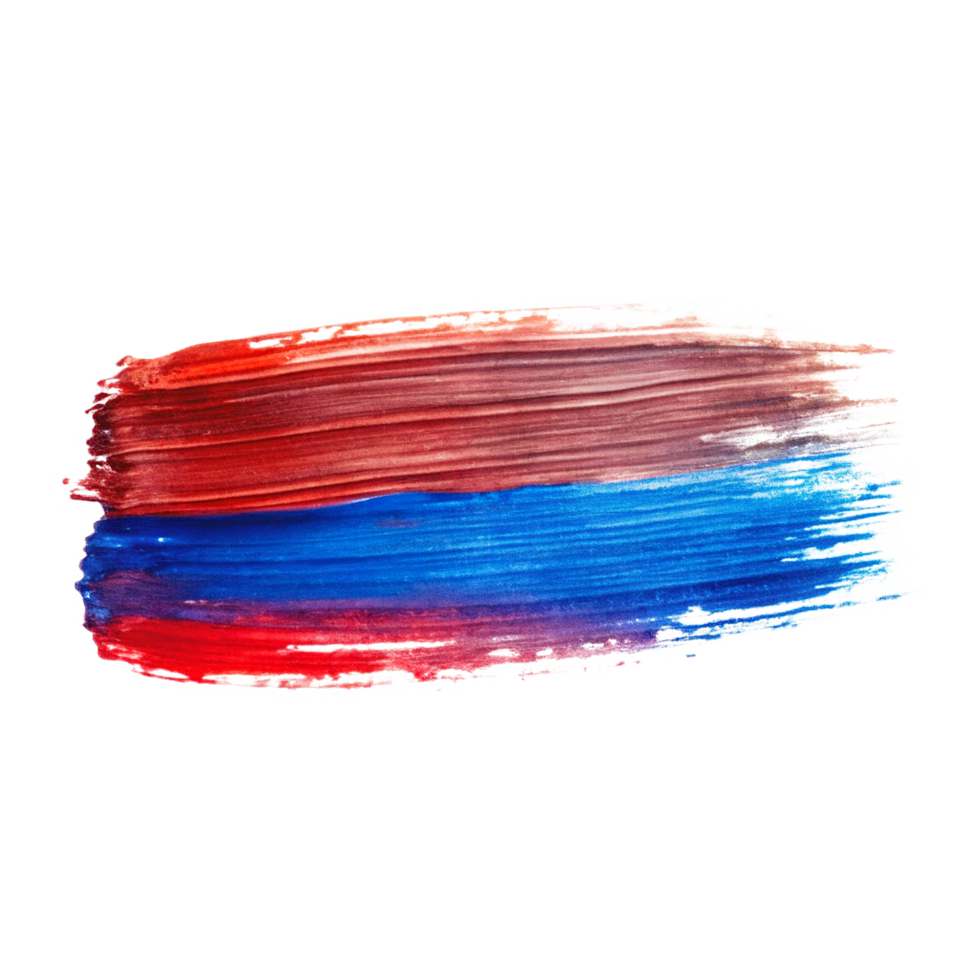 Abstract painting of red blue and brown paint strokes on white background png