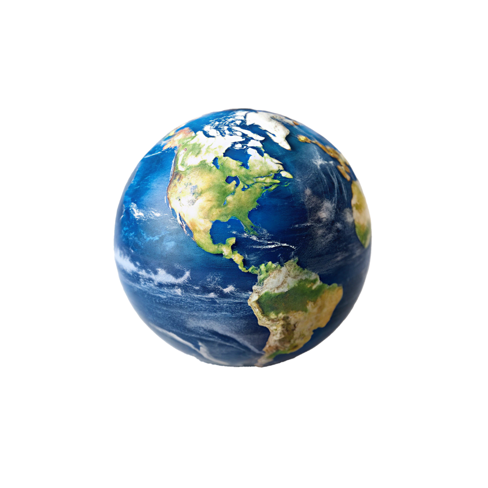 A Detailed View of Planet Earth Showing North and South America Continents and Surrounding Oceans png
